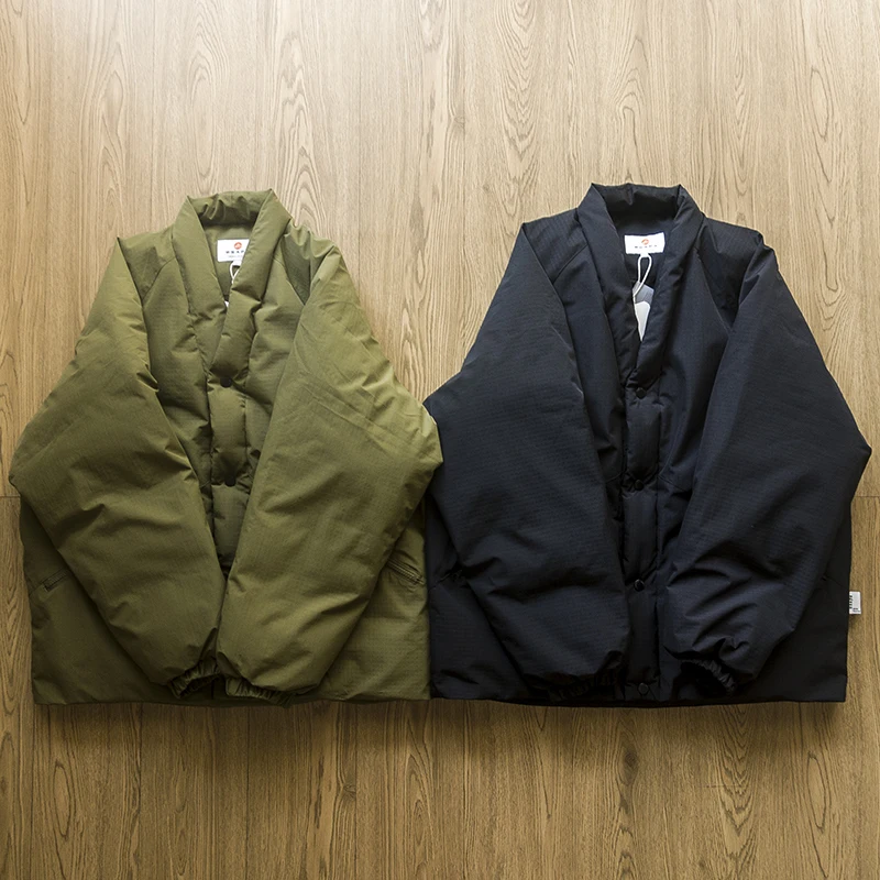 Retro Streetwear with Japanese Style Tone Cotton Jacket for Autumn Winter Outdoor Fluffy Hand Stuffed Cotton Thick Short Jacket