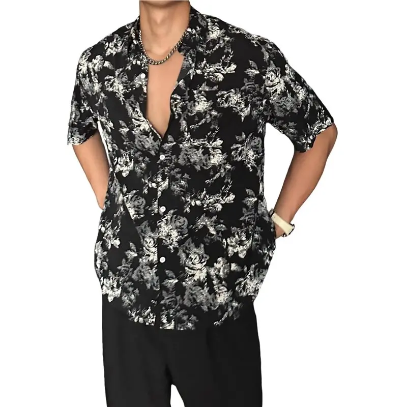 

NEW-Mens Shirt Short Sleeve Button Down Tropical Shirts Casual Floral Summer Beach Shirt
