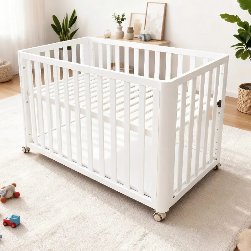 

Многофункциональная доска для рисования, регулируемая по высоте, мобильная, с местом для хранения, деревянная кроватка-манеж для новорожденных, детская кровать