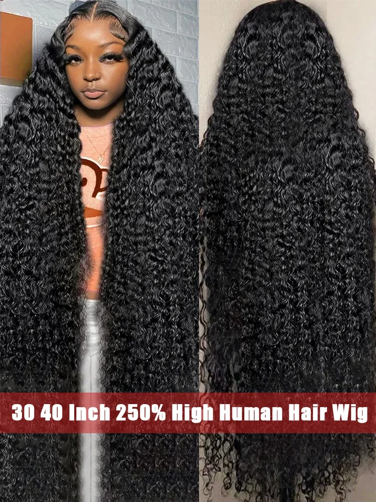 30 40 Inch 250 Density Loose Deep Wave 13x6 HD Transprent Lace Front Wig Human Hair Remy Curly 5x5 Glueless Closure Wig Women