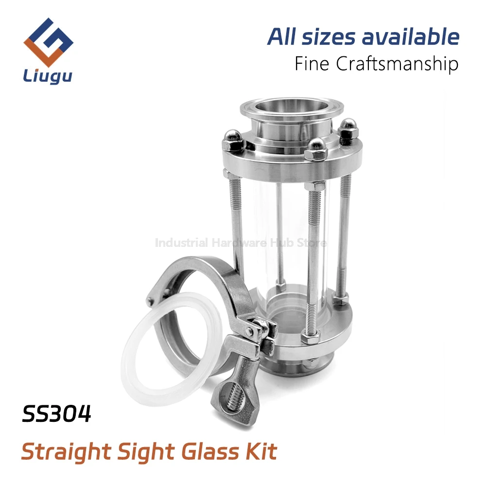 ss304-トライクランプクイックコネクトストレートスルークローバーフローサイトグラス-15-od505mm-、2-od64mm-、25-od775mm-、3-od91mm-、4-od119mm-，キット付き-—-自家醸造-ビール-乳製品配管ビューワー