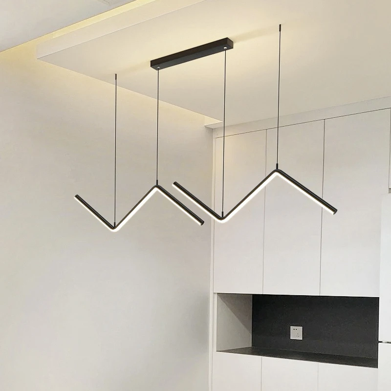 

Nordic Led Restaurant Long Pendant Light Creative Geometric Line Chandelier Modern Dining Table Home Indoor Decor Lighting Lamps