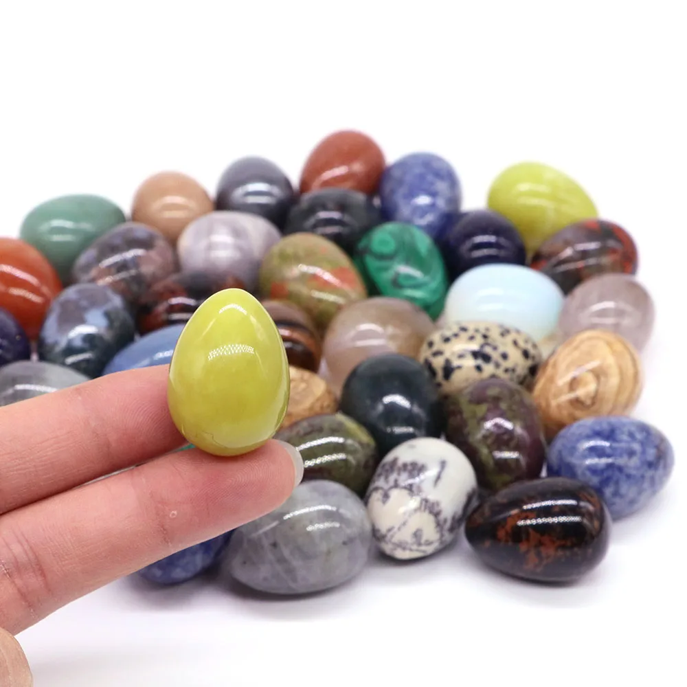 Wholesale Random 22x30mm Natural Stones Massage Egg Healing Crystal Energy Mineral Gems Specimen For Jewelry DIY Home Decoration