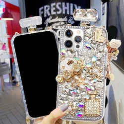 or iPhone 17 Air 16 15 14 13 12 11 Pro Max Plus Luxury Fashion Bling Diamond Perfume bottle Lanyard Phone Cover Case