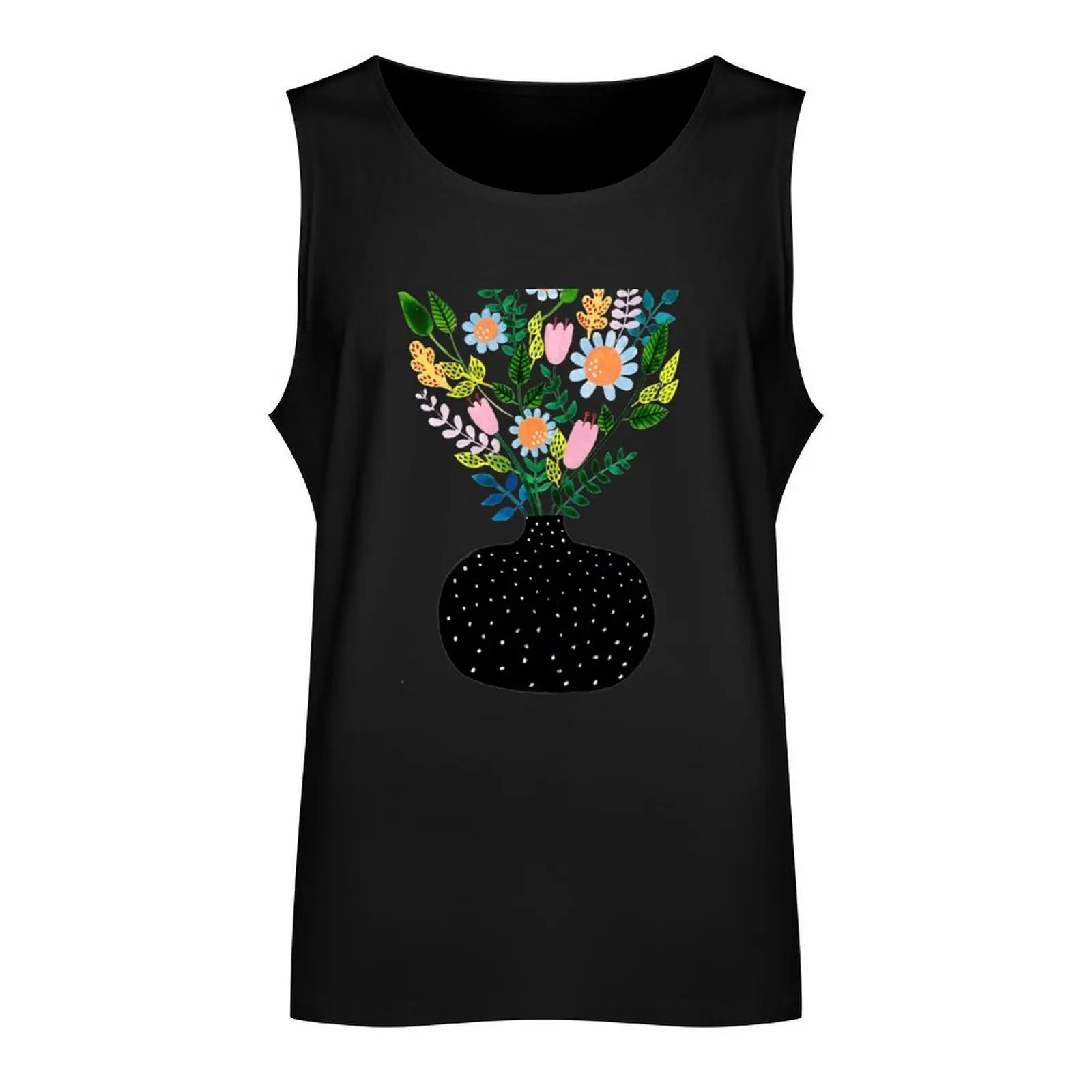 Flowers in a Vase Tank Top Men's cotton t-shirt Men's summer vest plain t-shirt