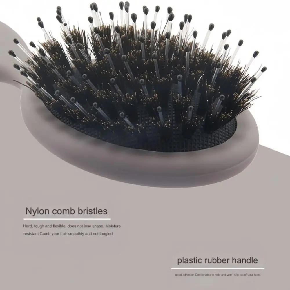 Portable Mini Paddle Brush Lightwear Matte Hair Comb Frosted Pig Bristle Pocket Wet Brush Holiday Vocation