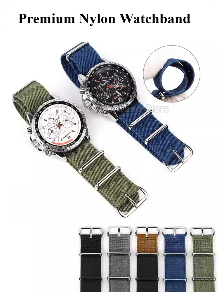 Bracelet de montre en nylon tissé texturé, noir, vert, marron, rouge, pour Seiko Omega Tudor Seagull Casio, respirant, résistant aux déchirures