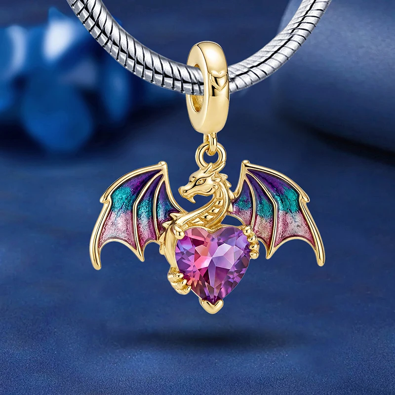 925 Sterling Silver Owl Exquisite Phoenix Wings Series Charm Pendant for Bracelets DIY Women's High Quality Fine Jewelry