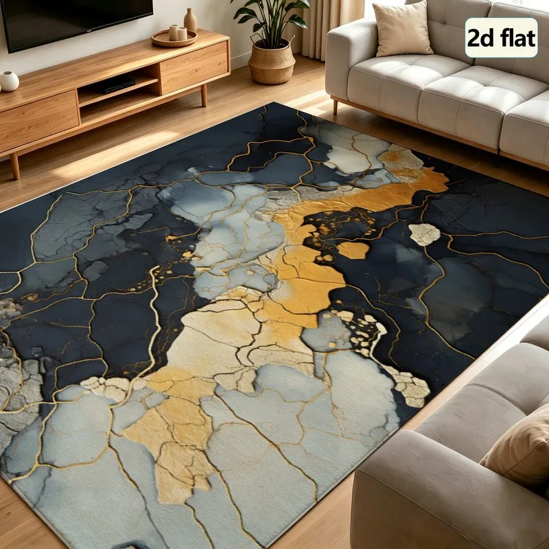 1 Piece of Abstract Patterned Carpet with Marble Texture, Soft and Comfortable, Easy to Maintain, Machine Washable, Indoor Rug, Suitable for Placing under a Table, Suitable for Farmhouse-Style Home Decor, Suitable for Living Room, Bedroom, Dining Area, Entryway, Office, Home Decor.