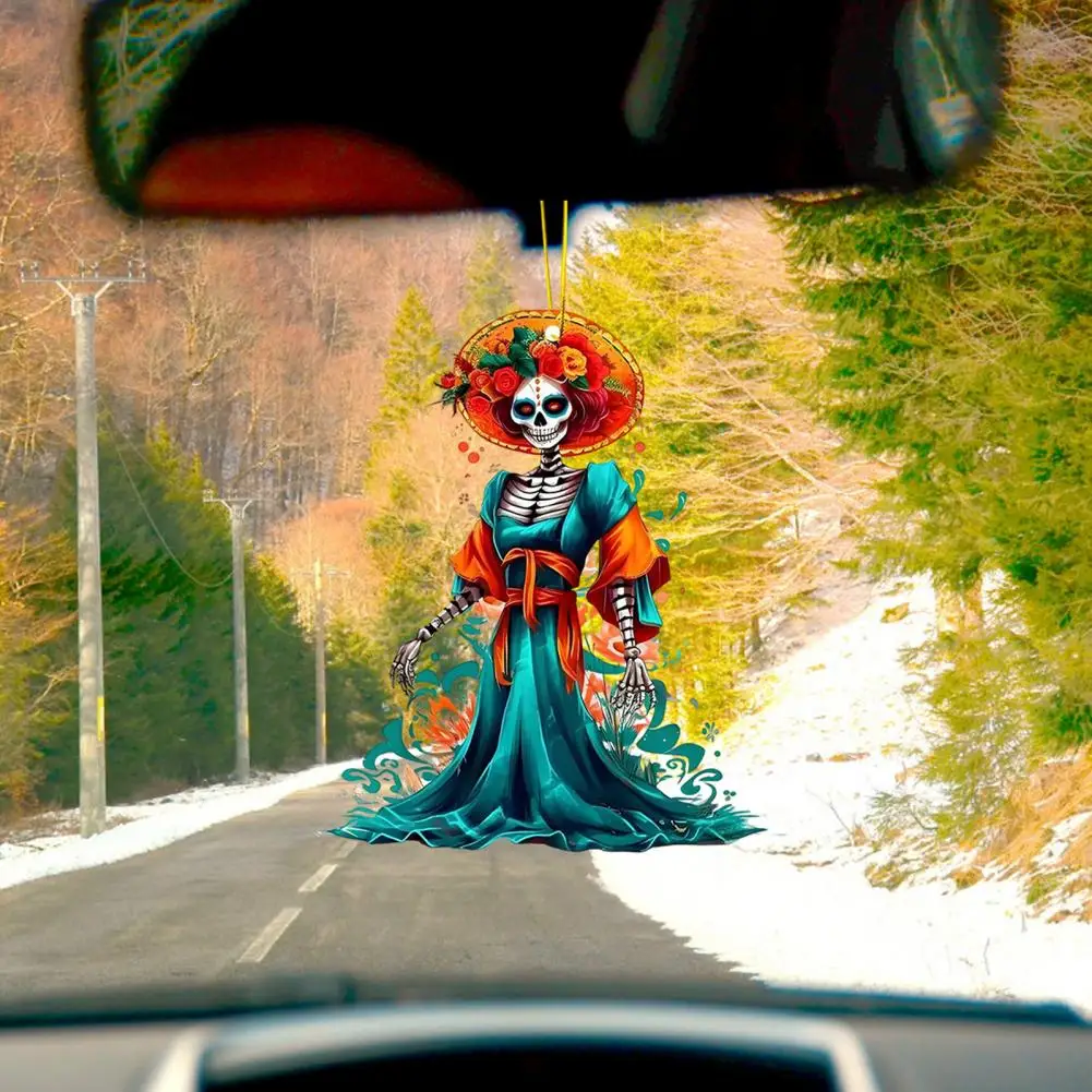 Halloween carro pendurado pingente esqueleto noiva pendurado espelho retrovisor ornamento decoração interior do carro estilo gótico acessórios automóv