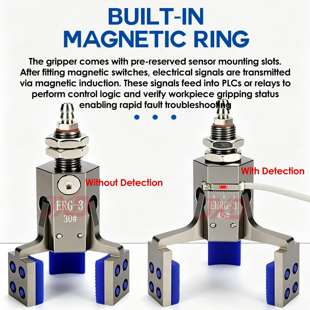 JXD Mini 3-Jaw Robot Pneumatic Silicone Gripper Accessories ERG-3/EHRG-3 Series with Magnetic Position Detection