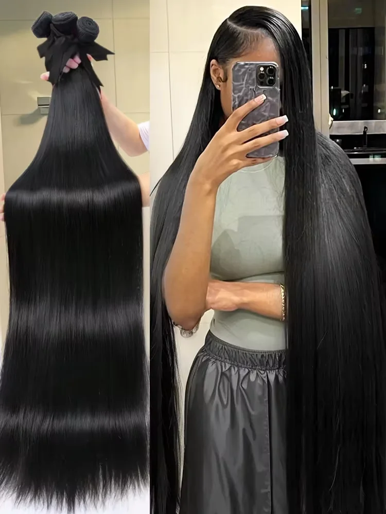 العظام مستقيم غير المجهزة 100% حزم الشعر البشري صفقة 30 36 بوصة البرازيلي عذراء 4 حزم وصلات شعر خام اللون الطبيعي