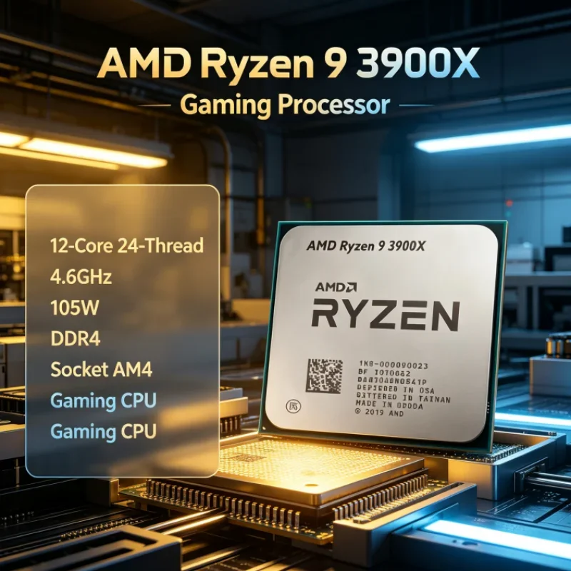 Ryzen 9 3900X AMD Desktop Processor 12-Core 24-Thread 3.8GHz 105W 7nm 64M L3 DDR4 Socket AM4 for Office