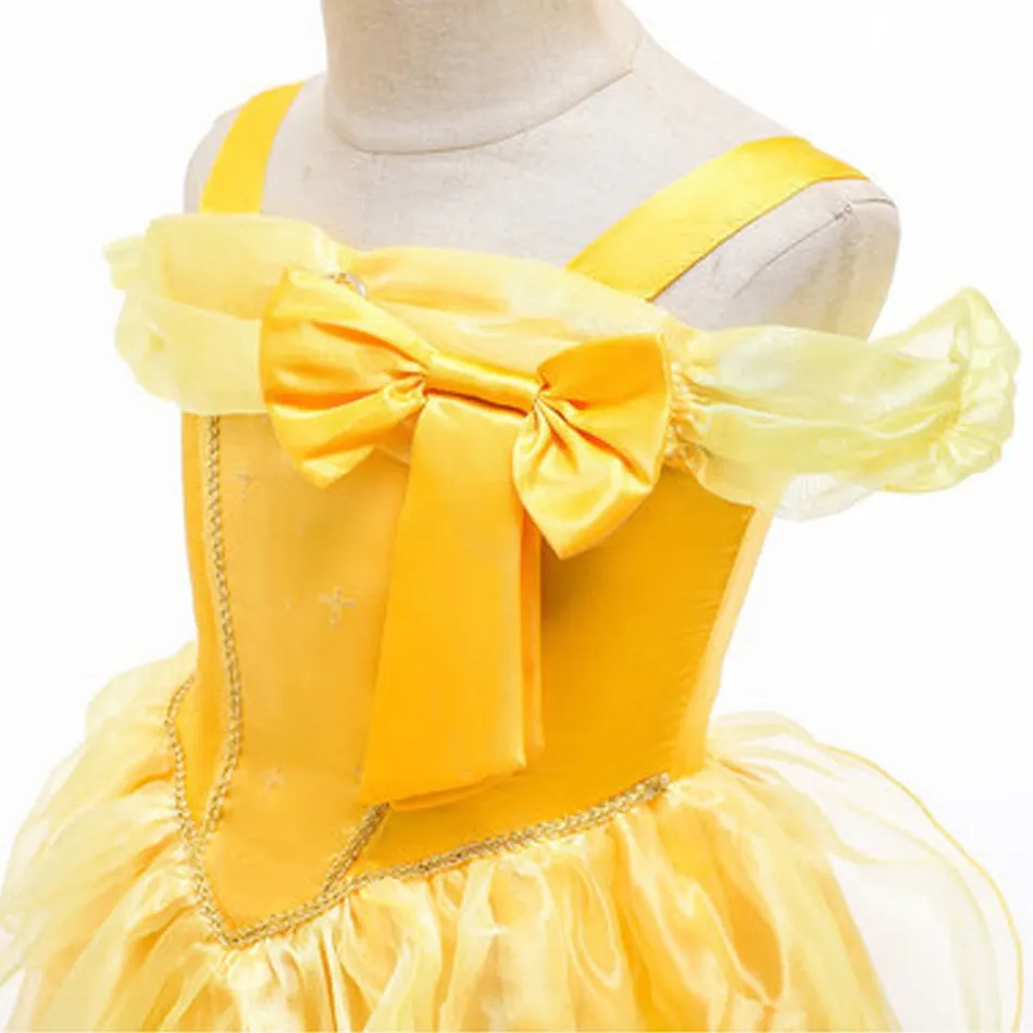 Girl Belle Dress Up Sleeveless Floral Children Party Princess Costume Kids Beauty and The Beast Halloween Carnival Outfit Clothe