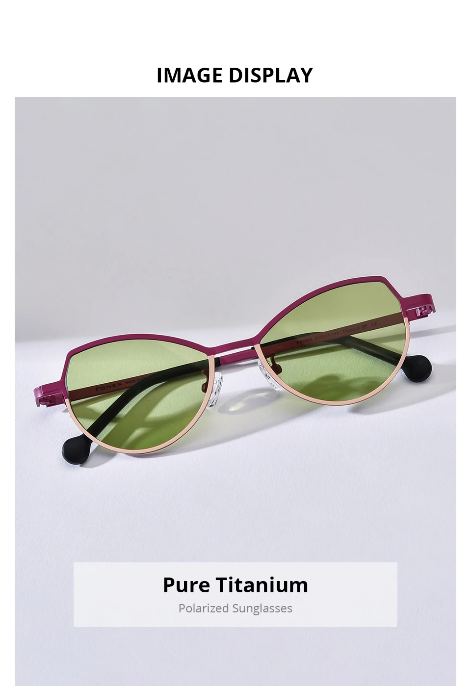 FONEX Titan-Sonnenbrille für Damen, neu im trendigen Markendesign, polarisierte Cateye-Sonnenbrille, hochwertige japanische Cat-Eye-Sonnenbrille 85850 – Detail 29