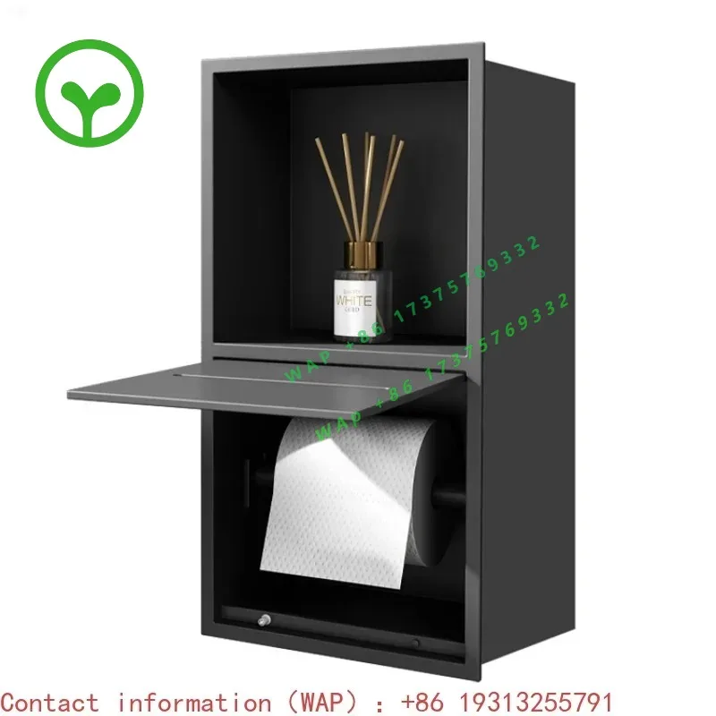 【Best-selling】Stainless Steel Recessed Trash Can Tissue Box Hidden Niche Toilet Toilet Paper Rack