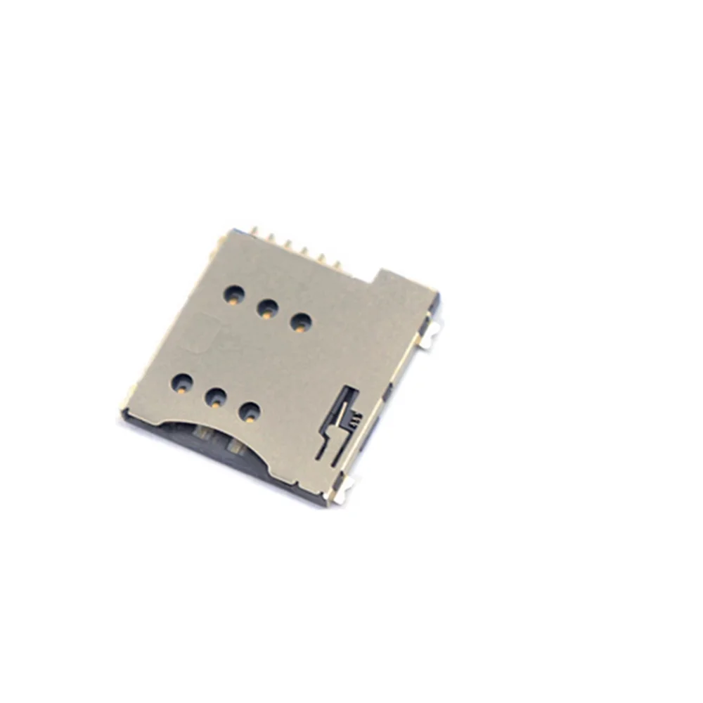 Micro SIM Card Slot Adapter, 6P, 6-Pin Titular do cartão, Conecte o uso para o telefone, Self Push Type, 10Pcs