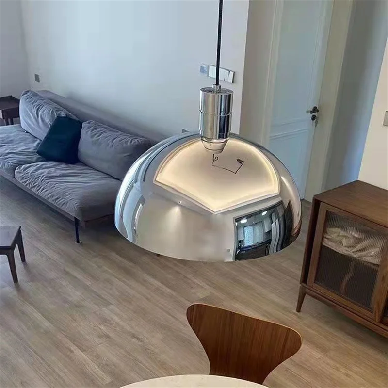 Nordic silver pendant lights Dining Table Restaurant Bedroom Study Electroplating lustre salon Removable bedside pendant light