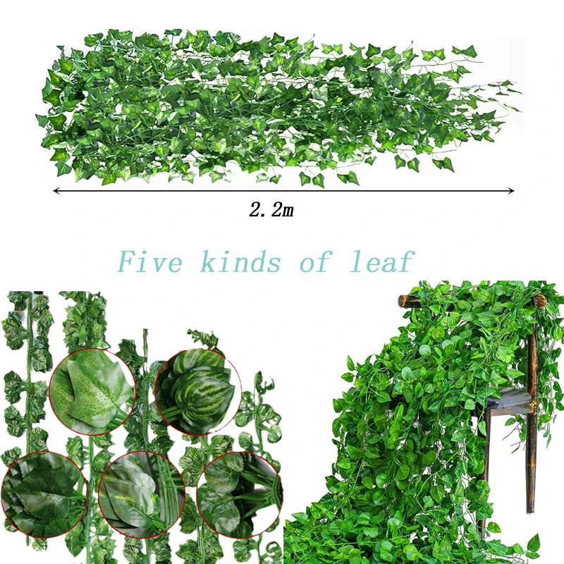 

36Pcs 2.2M Artificial Ivy Leaf Hanging Wall Vine Green Garlands Home Garden Decoration Fake Plants for Wedding Party Festival