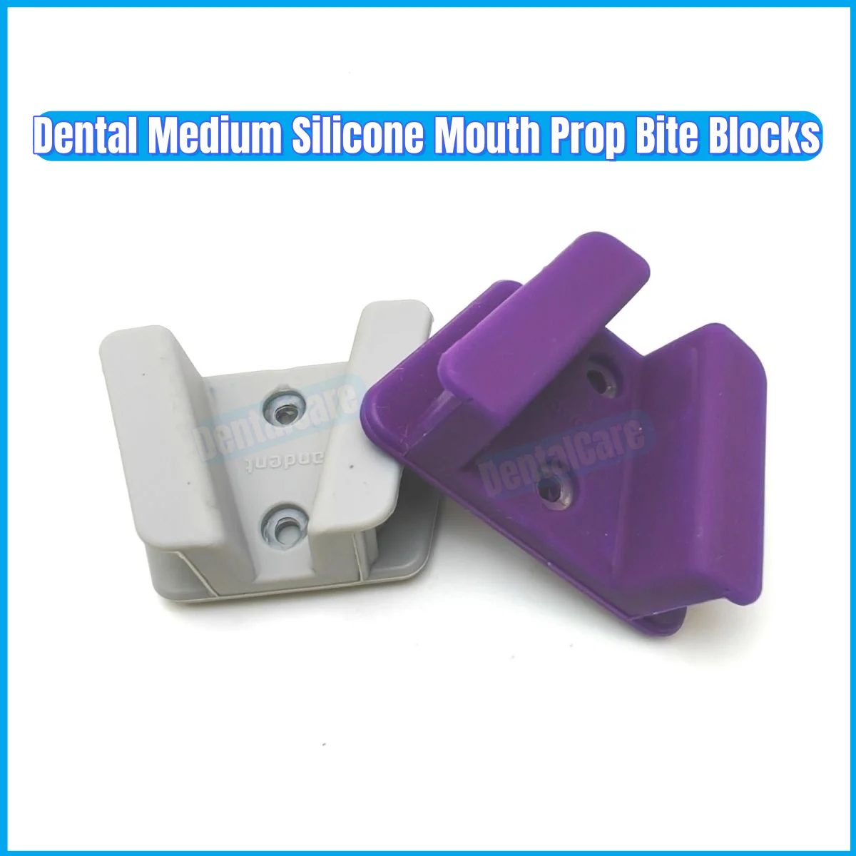 Dental Silicone Mouth Prop Bite Blocks Opener Cheek Retractor Medium Adult and Child Grey/Purple
