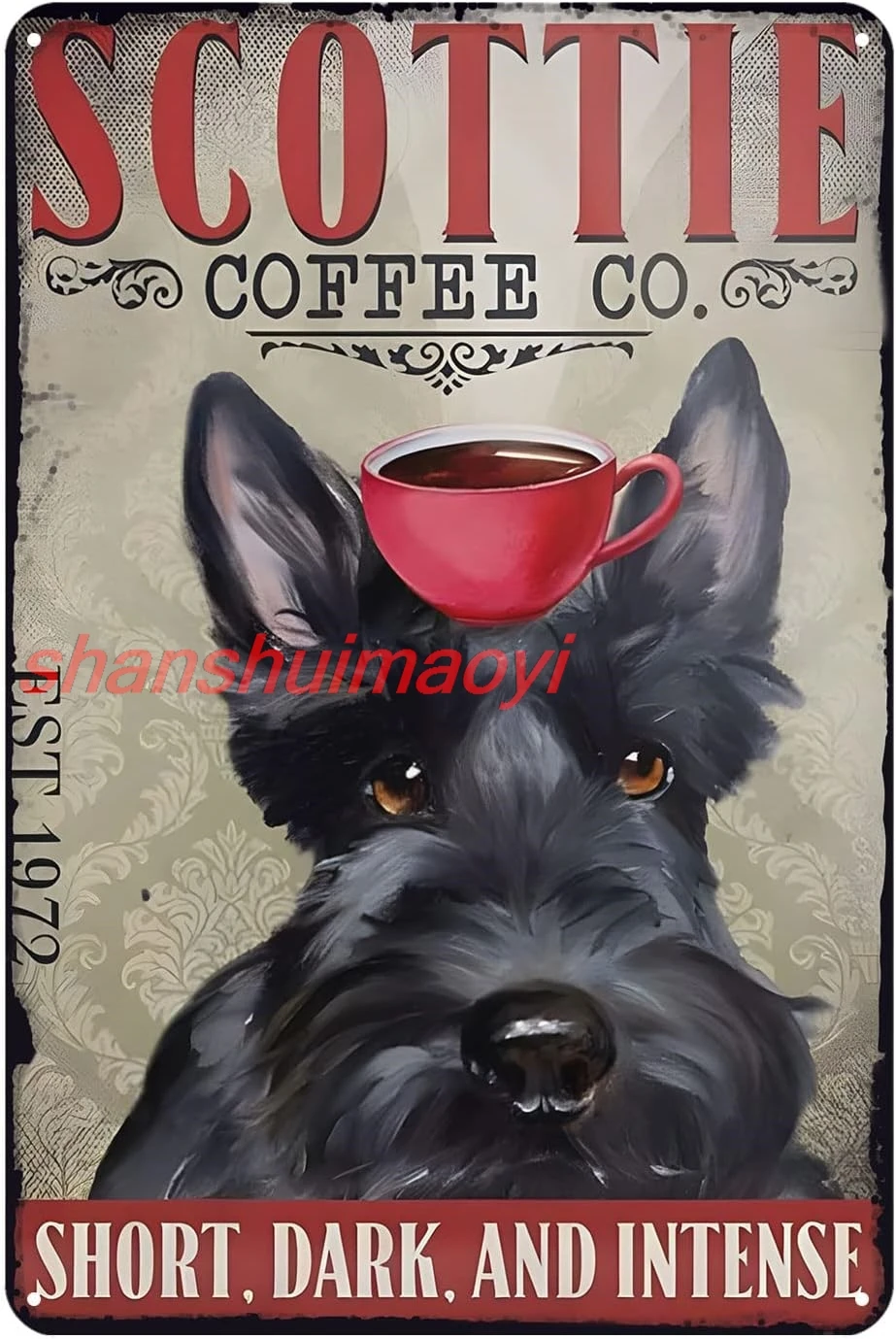 Scottish Terrier Dog Coffee Company Metal Sign Rustic Decoration Vintage Tin Sign Home Kitchen Bar Cafe Club Cave Wall Deco sign