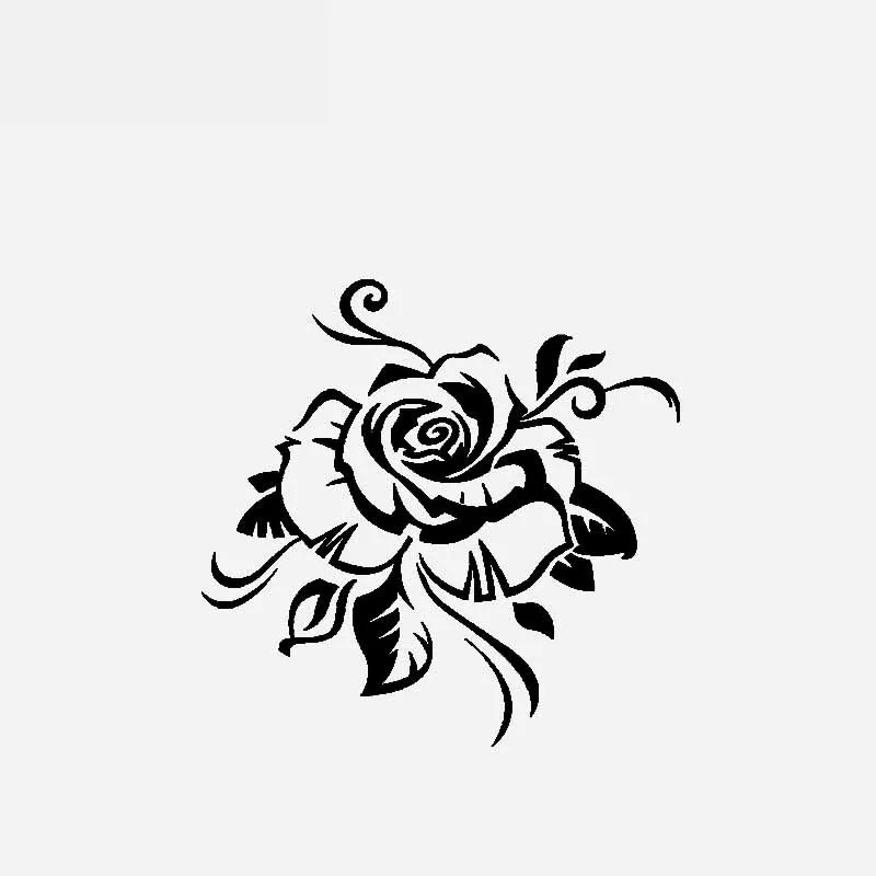 Car Sticker Personality Rose Creative Decoration PVC Decal Car Decoration Sticker Cover Scratch Black/white, 17cm*16cm