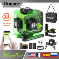 Huepar 4D 16 Lines Cross Line Laser Level Z04CG LCD Screen Bluetooth & Remote Control Osram Green Beam With 2x Li-ion Batteries