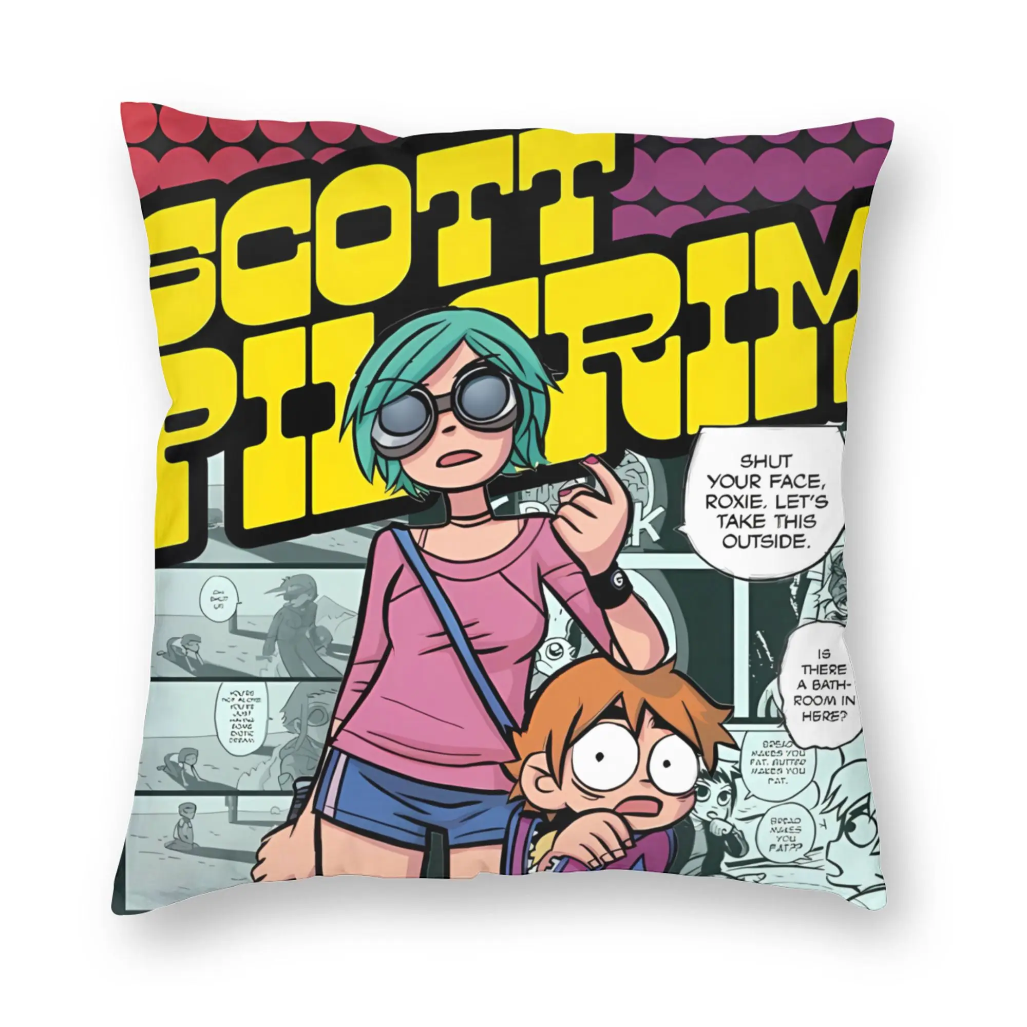 Scott Pilgrim Comic Panel Pillow Case  Soft Pillow Cover For Living Room Bed Chair Funny Pillowcases