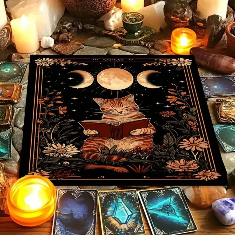 Altar Cloth Multiple Sizes Digital Print Sun Moon Celestial Floral Design Polyester Fabric Tarot Witchcraft Astrology Bohemian