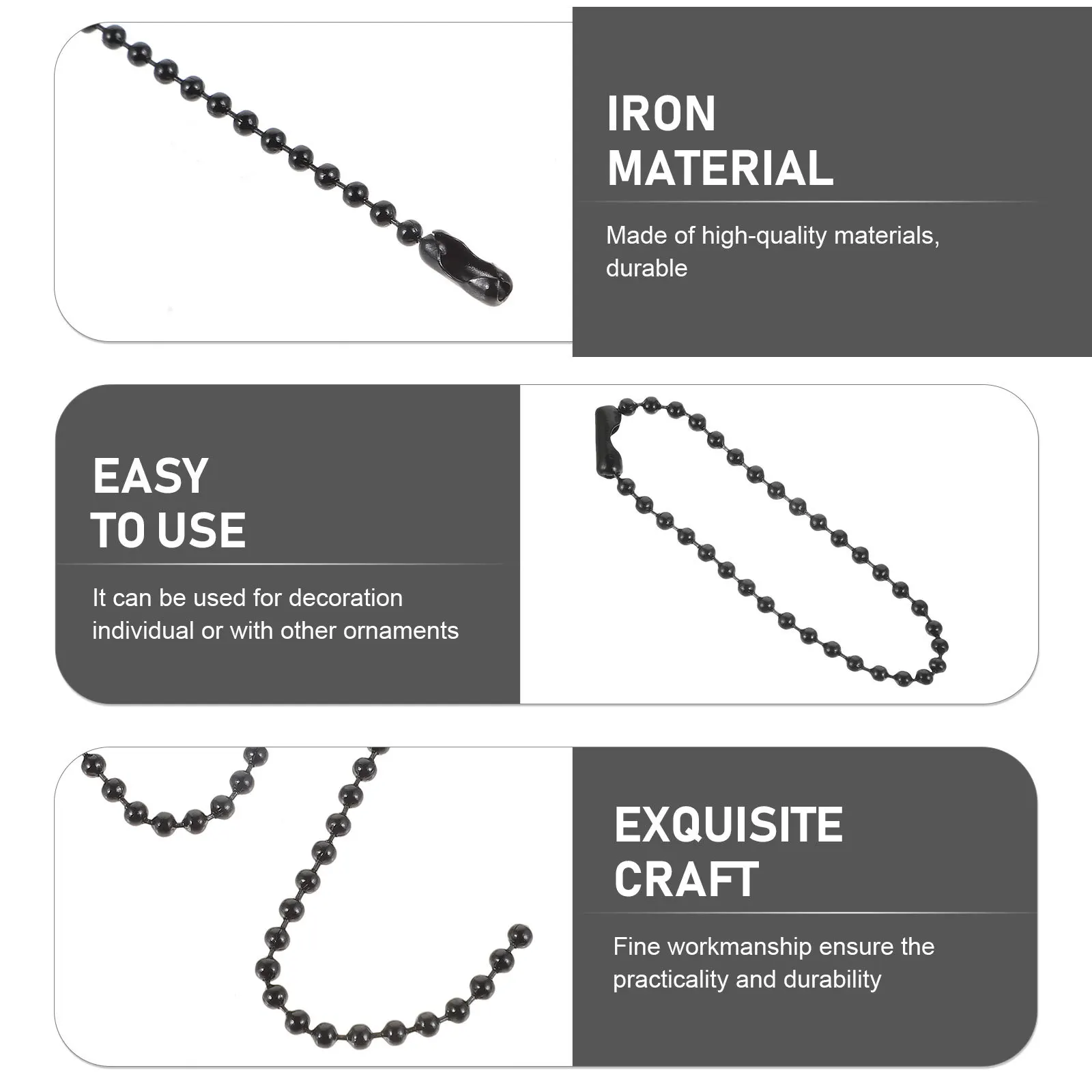 

100pcs 2.4Mm Round Ball Beading Chains For Diy Jewelry Keychain Decor Hanging Tag Connector Iron Bead Chain Metal Ball Roller