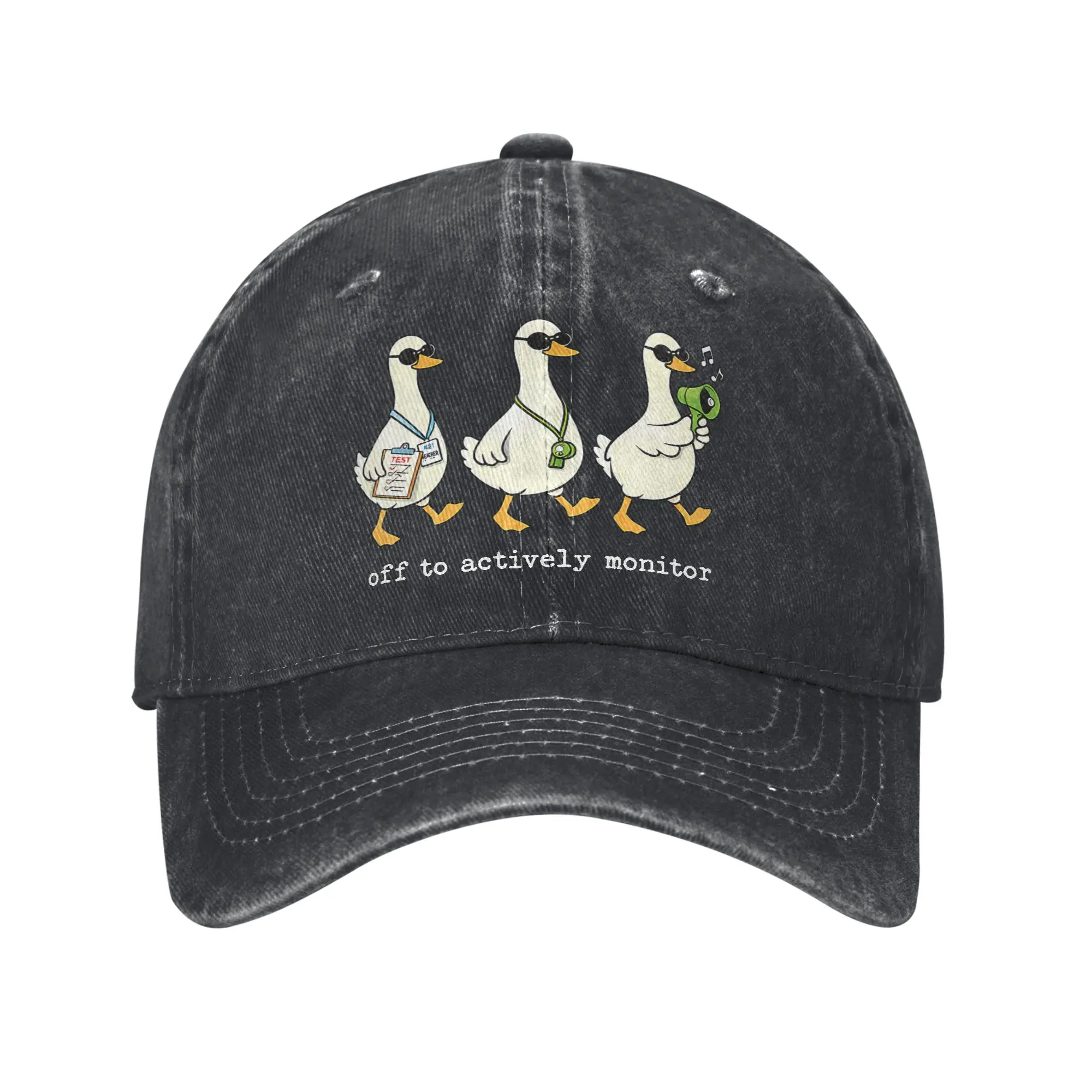 Off to Actively Monitor Teacher Testing Day Goose Men Women Baseball Caps Distressed Cotton Hats Outdoor Workouts Soft Sun Cap
