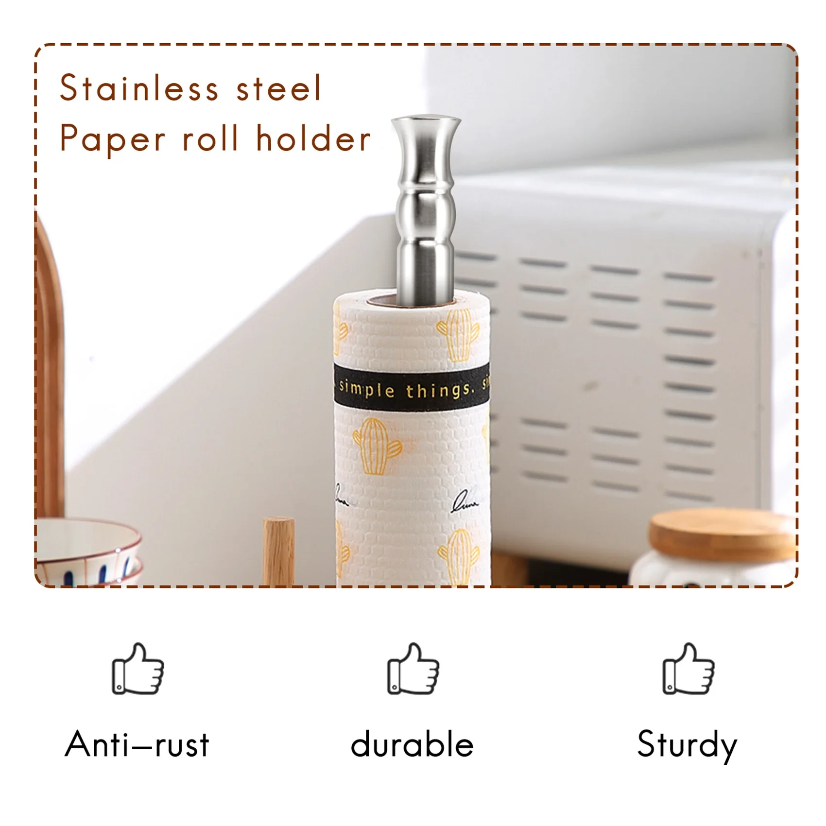 AA14 Vertical Paper Towel Holder Stand Stainless Steel for Home Kitchen Countertop