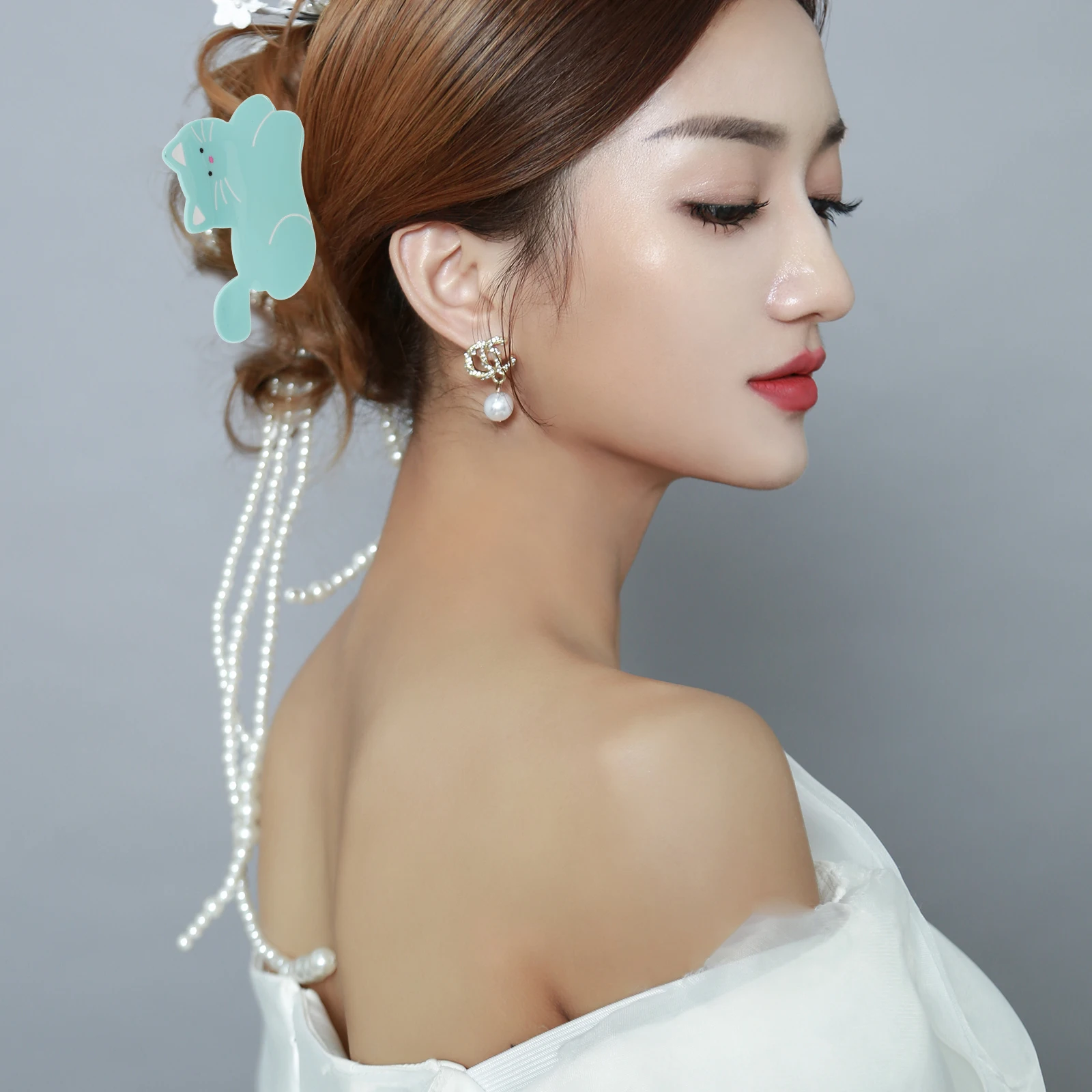 

Cute Cat Cute Barrettes For Women Girls Sky Blue Large Animal Accessories Kawaii Claw French Claw Clips Novelty Animal Hair