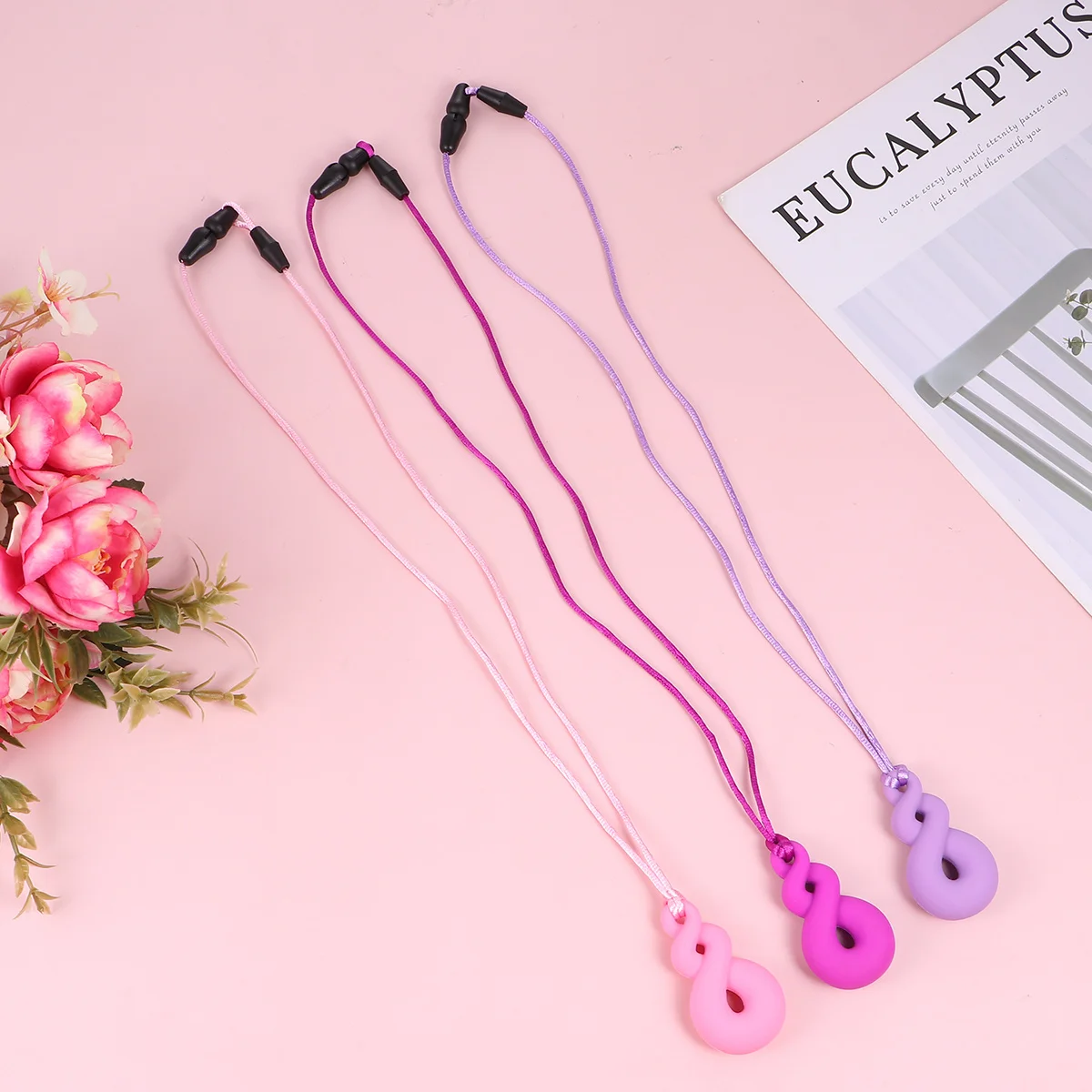 

3 шт., силиконовое ожерелье для прорезывания зубов, детское жевательное ожерелье, безопасный прочный пищевой материал, подвеска на шею для ухода за деснами и зубами