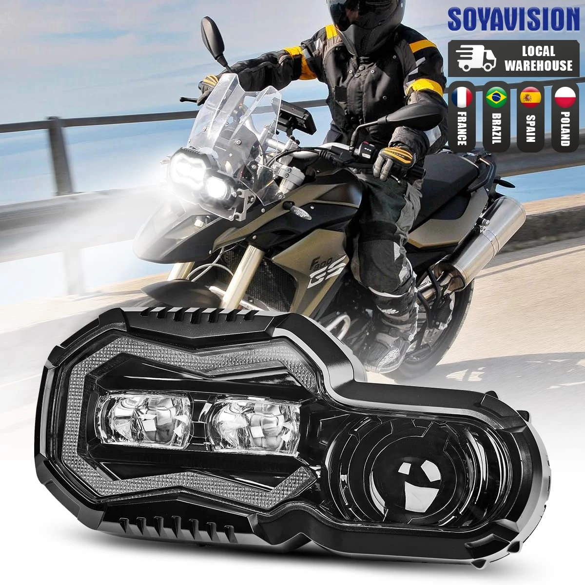 Motorcycle LED Headlight For BMW BMW F650GS F700GS F800GS ADV Adventure E24 E-mark Approved DRL H4 Headlights