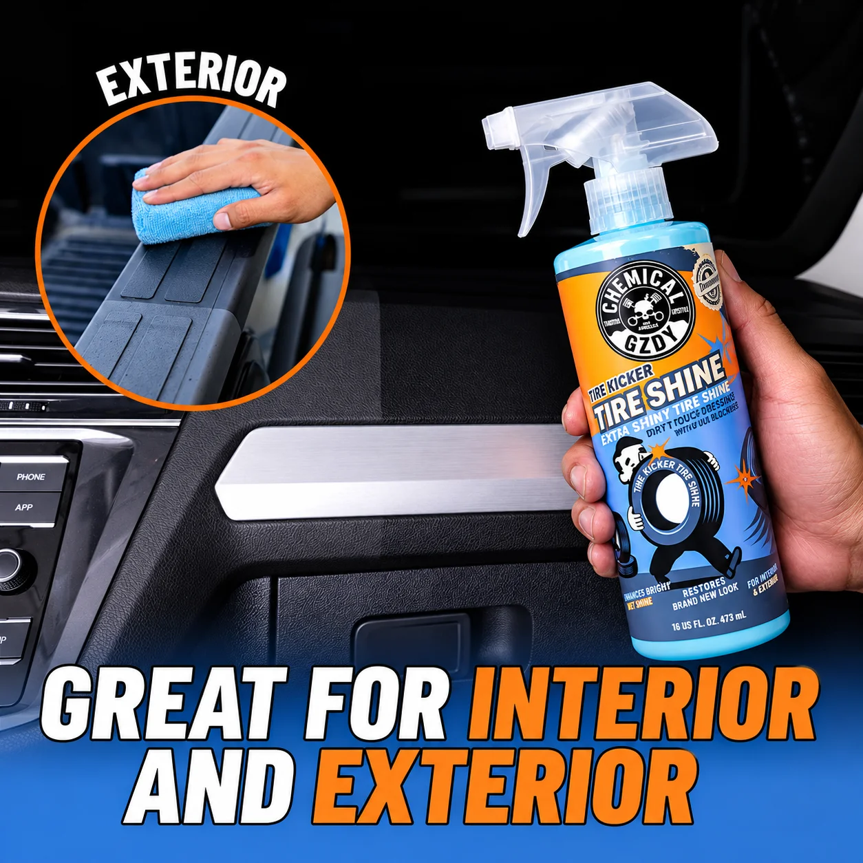 Tire Shine Spray High Gloss Tire Dressing Car Tire Protectant Non Greasy UV Protection for Auto Detailing 2 Pack