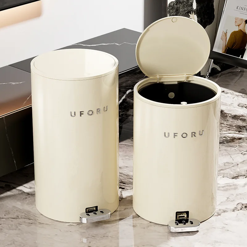 

Luxury Home Living Room Stainl Steel Foot Pedal Tra Can with Lid Bedroom Kitchen Batoom Waste Bin Storage Bin