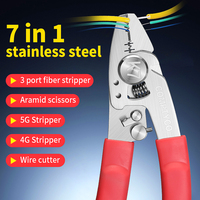 COMPTYCO K7 Stainless Steel Fiber Stripper 7 in 1 Fiber Optic Stripping Tool FTTH Optical Fiber Aramid Fiber Wire Cutter Pliers