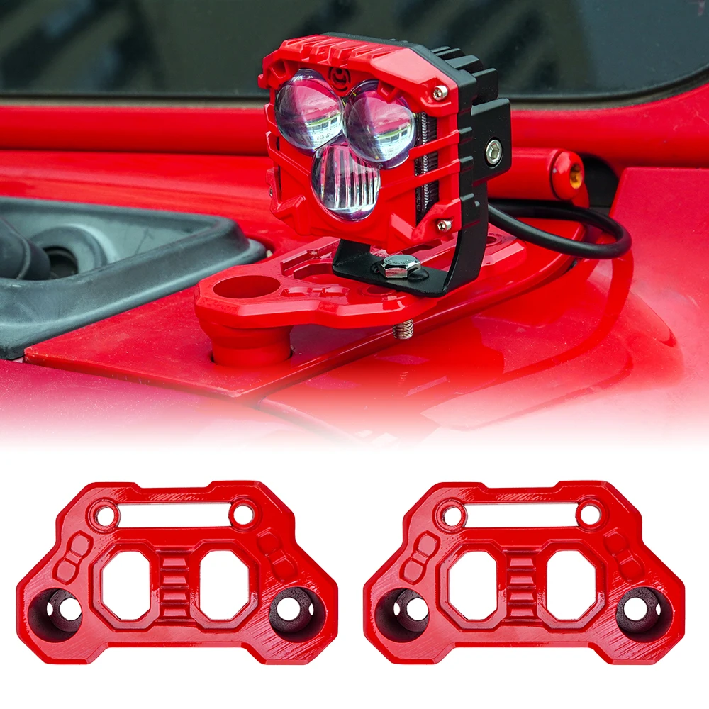 

Кронштейны для внедорожных фар на передние стойки, красные, однослойные, 2 шт., для Jeep Wrangler JL/JLU (2018-2025) и Gladiator JT (2020-2025) - порошковое покрытие