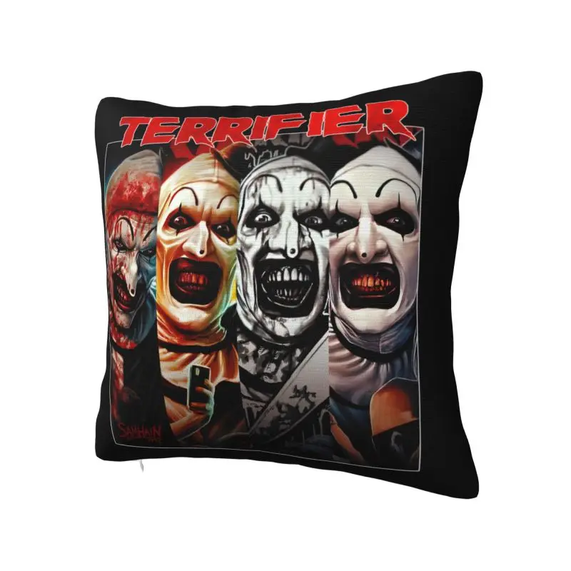 Horror Clown Halloween Movie Terrifier Cushion Cover 45x45cm Polyester Pillow Case for Car Square Pillowcase Bedroom Decoration
