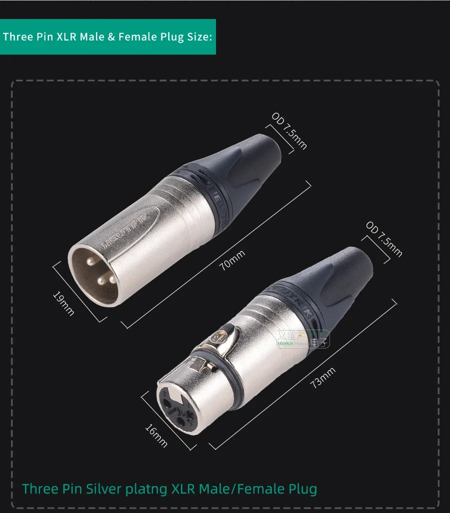 3 Pin XLR Plug Male Female Gold / Silver Plating 3 Pole Cable Connector Microphone Balance Audio NC3MXX NC3MXX-B NC3FXX NC3FXX-B