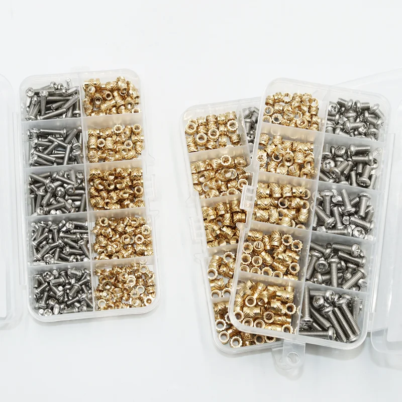 Wärme Set Gewinde Messing Einsatz Mutter und Bolzen M2 M3 M4 Lötkolben Spitze Kupfer Einsetzen Mutter Maschine Schraube Kit Einsätze 3d Drucker – Detail 2