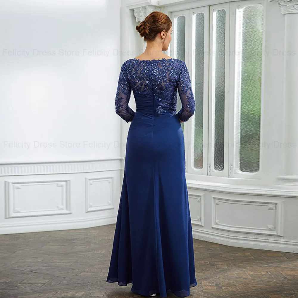 Gorgeous Mother of the Bride Dresses 2024 Sheath Bateau Elegant Wedding Guest Dresses Chiffon Applique Beaded Long Evening Gowns