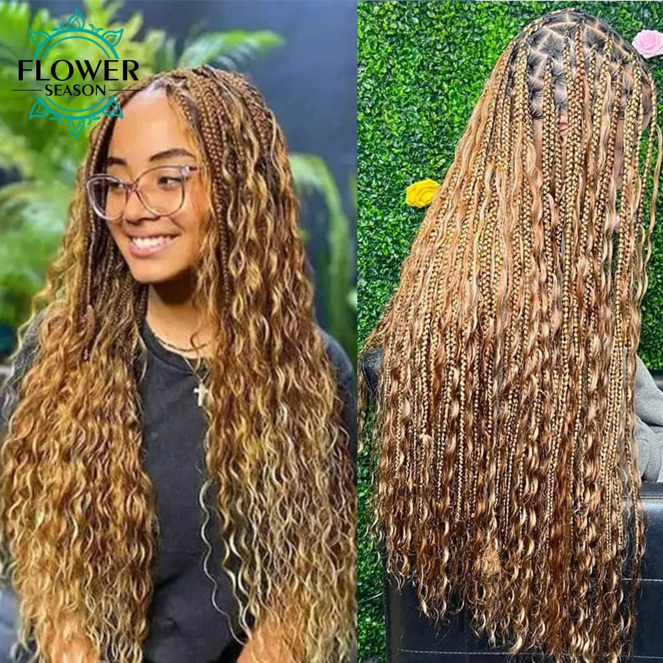 Bulk Human Hair For Braiding Highlight Deep Wave Hair bulk Double Drawn Wholesale Burmese Boho Braids Human Hair Bundles No Weft