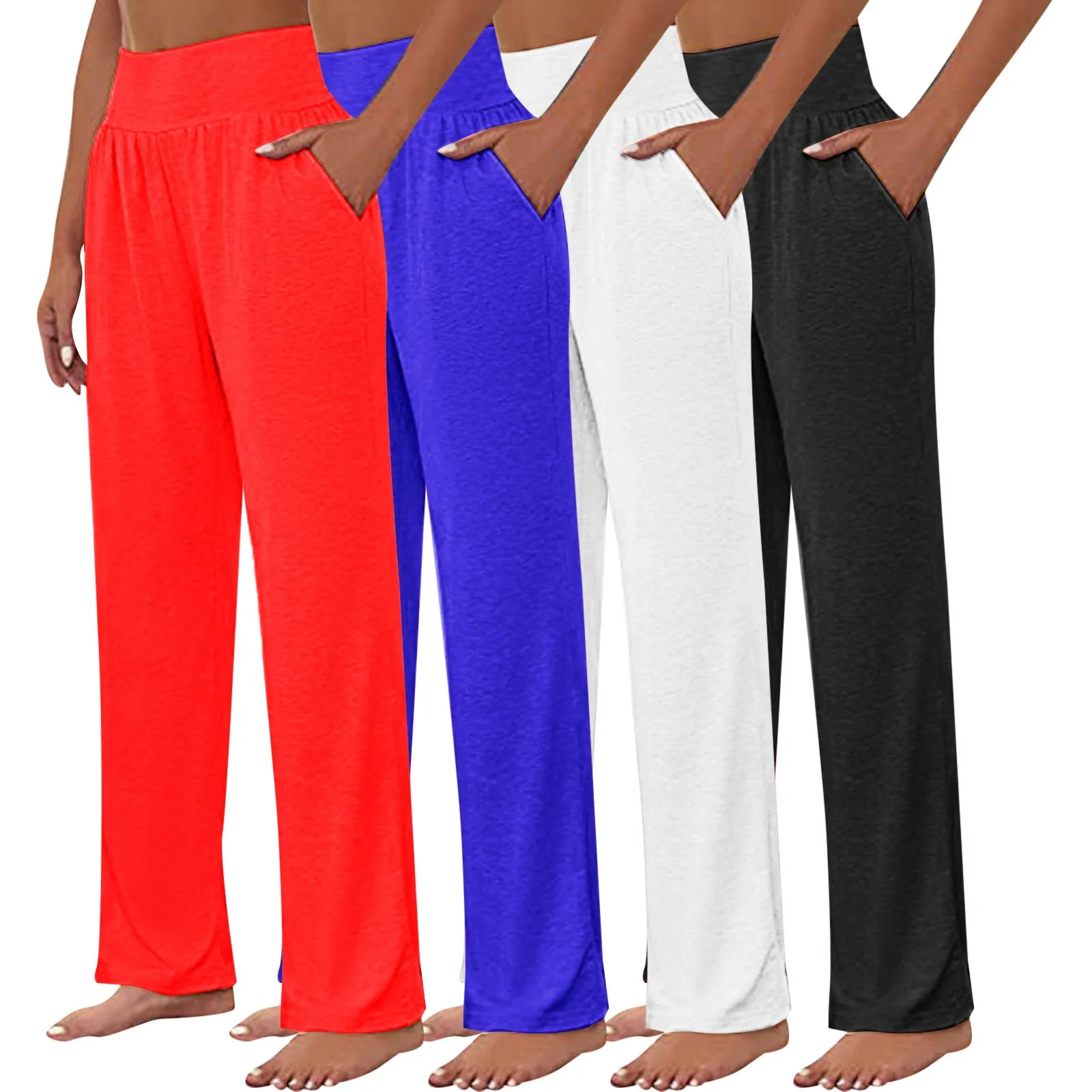 

Women's Wide Leg Yoga Pants Loose Comfortable Pockets Sweatpants Large Size Solid Colour High Waisted Elastic Casual Sweatpants