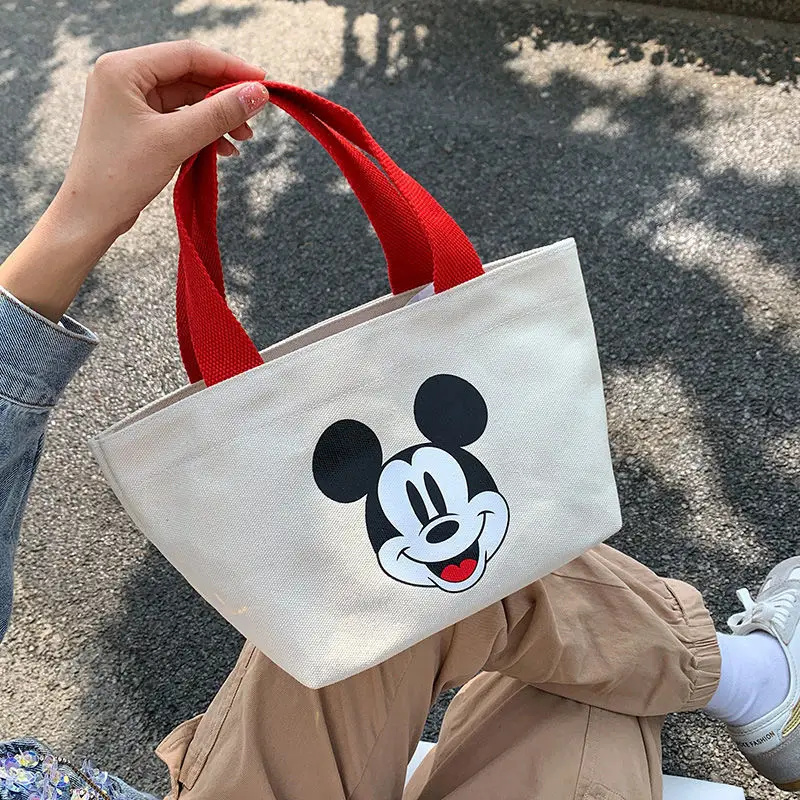 Disney Mickey Mouse Canvas Bag Women\'s Handbag Treasure Mother Small Cloth Bag Work Bento Bag Pupils with Rice Small Handbag