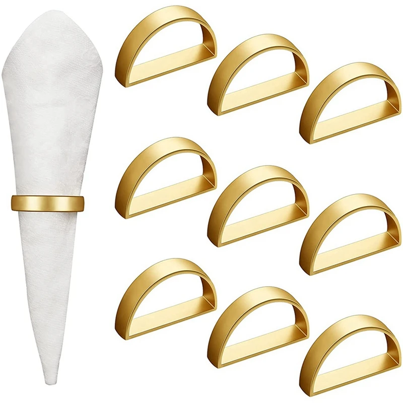 20 Pieces Gold Napkin Rings Metal Napkin Ring Holders Modern Design Ring Holder Metal Semicircle Serviette Buckles