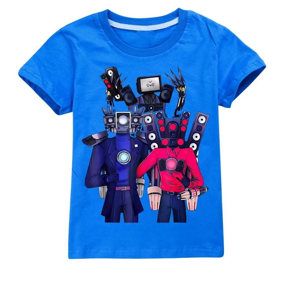 Skibidi Toilet camisetas de dibujos animados para niños, juego Speakerman, Titan TV Man, Camiseta con estampado 3D, ropa de algodón para niños, Top