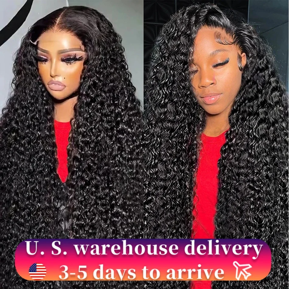 Perruque Lace Front Wig Deep Wave Naturelle pour Femme Africaine, Cheveux Humains, 13x6, 13x4, Pre-Plucked, Transparent HD, Densité 250, 30 Pouces