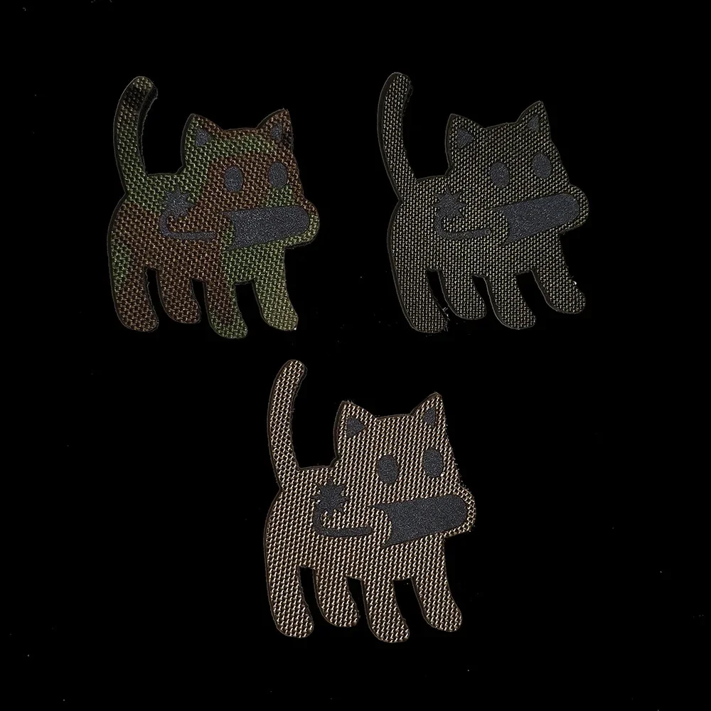Cartoon Fashion Laser Cutting Luminous  Cat IR Infrared Reflective Cats Magic Patches Badge Outdoor Backpack Morale Badge